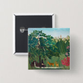 Henri Rousseau - De waterval Vierkante Button 5,1 Cm (Voorkant /achterkant)