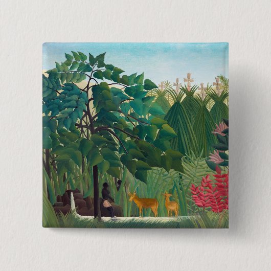 Henri Rousseau - De waterval Vierkante Button 5,1 Cm (Voorkant)