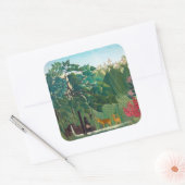 Henri Rousseau - De waterval Vierkante Sticker (Envelop)