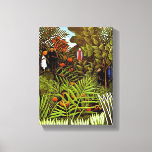 Henri Rousseau - Exotisch landschap junglekunst Canvas Afdruk