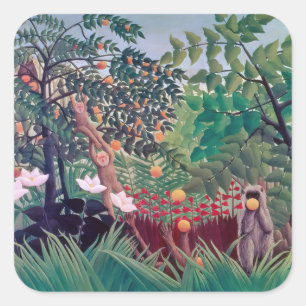 Henri Rousseau - Exotisch Landschap Vierkante Sticker