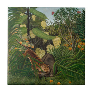 Henri Rousseau - Gevecht tussen Tijger en Buffel Tegeltje