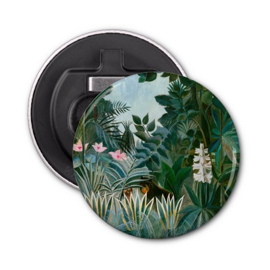 Henri Rousseau - Het Equatoriaal Oerwoud Button Flesopener (Voorkant)