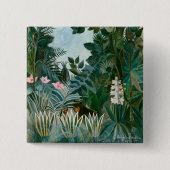 Henri Rousseau - Het Equatoriaal Oerwoud Vierkante Button 5,1 Cm (Voorkant)