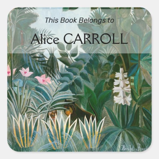 Henri Rousseau - Het Equatoriaal Oerwoud Vierkante Sticker (Voorkant)