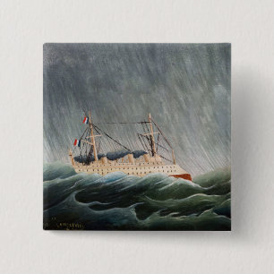 Henri Rousseau - Het schip in de storm Vierkante Button 5,1 Cm