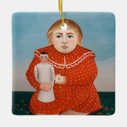 Henri Rousseau - Kind met een Doll Keramisch Ornament (Voorkant)