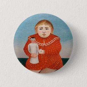 Henri Rousseau - Kind met een pop Ronde Button 5,7 Cm