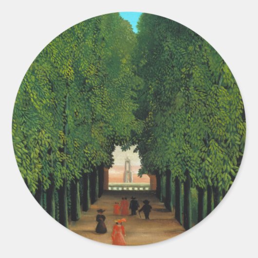 Henri Rousseau, Laan in het park Saint-Cloud Ronde Sticker (Voorkant)