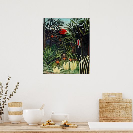 Henri Rousseau Landschap met apen Botanische Ga Poster (Keuken)