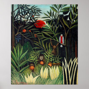 Henri Rousseau Landschap met apen Botanische Ga Poster