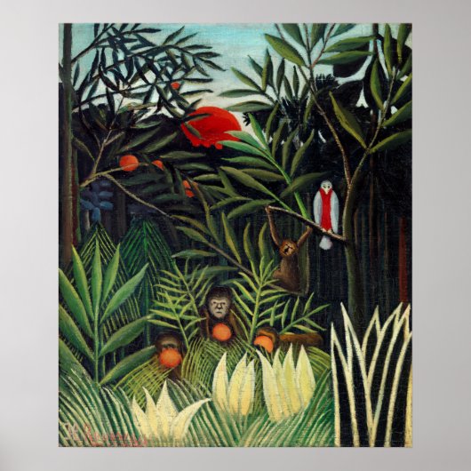 Henri Rousseau Landschap met apen Botanische Ga Poster (Voorkant)