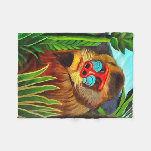 Henri Rousseau Mandrill in het Oerwoud  art Fleece Deken (Voorkant (Horizontaal))