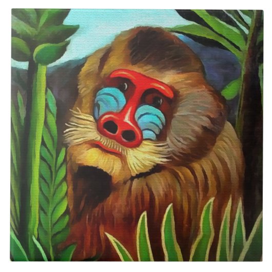 Henri Rousseau Mandrill in het Oerwoud  art Tegeltje (Voorkant)