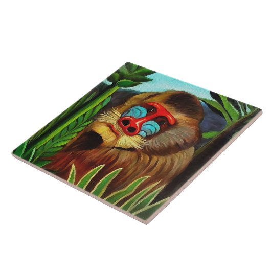 Henri Rousseau Mandrill in het Oerwoud  art Tegeltje (Zijkant)