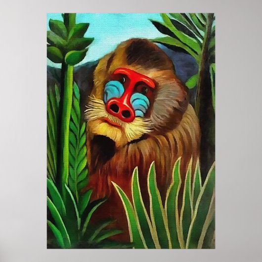 Henri Rousseau - Mandrill in het Oerwoud Poster (Voorkant)