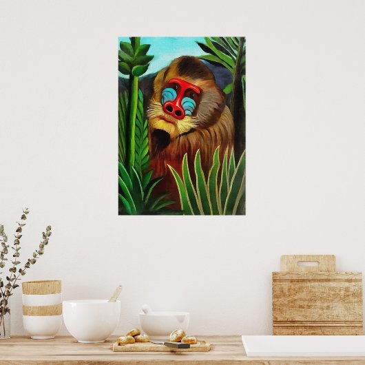Henri Rousseau - Mandrill in het Oerwoud Poster (Keuken)