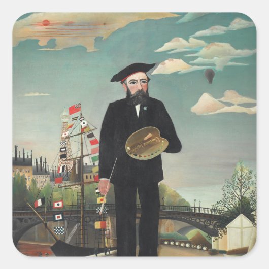 Henri Rousseau - mijzelf Vierkante Sticker (Voorkant)