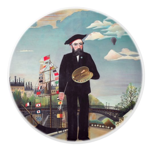 Henri Rousseau - Myself Portrait Landscape Keramische Knop (Voorkant)