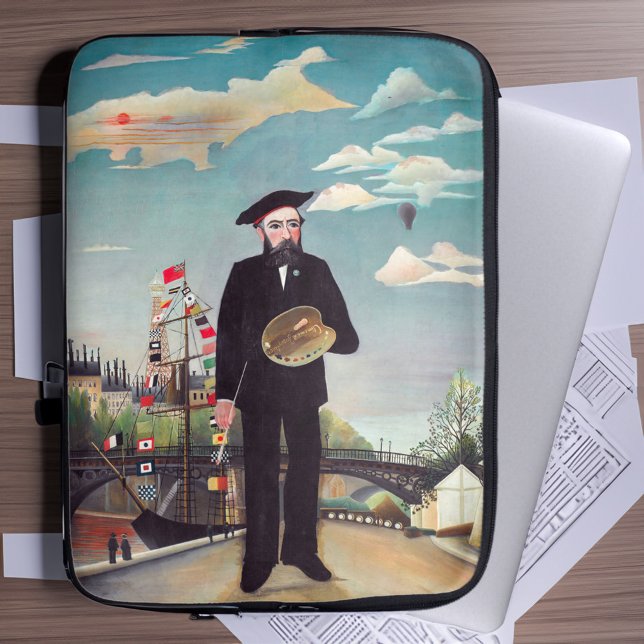 Henri Rousseau - Myself Portrait Landscape Laptop Sleeve (Creator heeft geüpload)