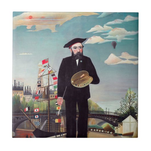 Henri Rousseau - Myself Portrait Landscape Tegeltje (Voorkant)