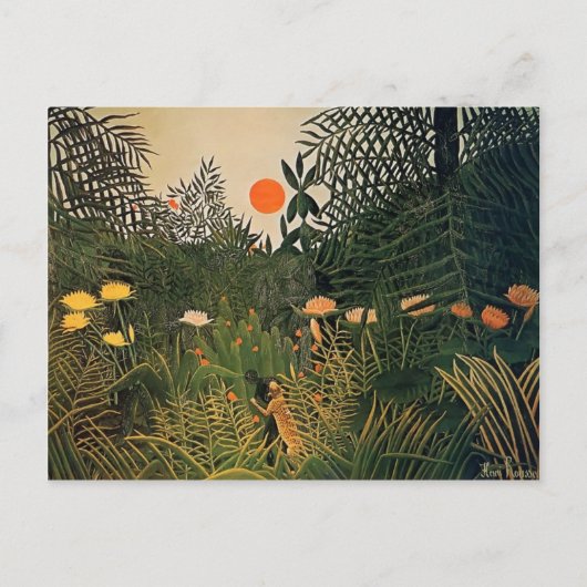 Henri Rousseau- Negro Attacked door Jaguar Briefkaart (Voorkant)