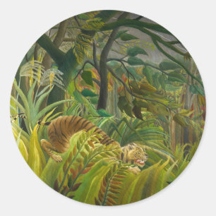 Henri Rousseau - Overrascht! Ronde Sticker