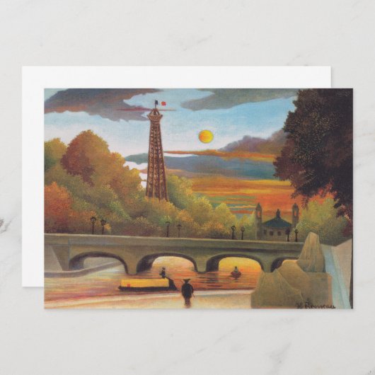 Henri Rousseau - Seine en Eiffeltoren bij zonsonde Bedankkaart (Voorkant / Achterkant)