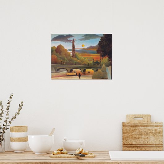 Henri Rousseau - Seine en Eiffeltoren bij zonsonde Poster (Keuken)