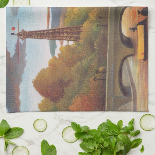 Henri Rousseau - Seine en Eiffeltoren bij zonsonde Theedoek (Gevouwen)