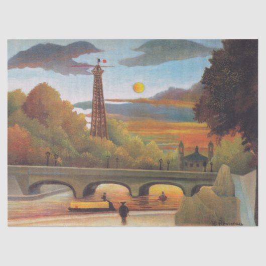Henri Rousseau - Seine en Eiffeltoren bij zonsonde Tissuepapier (Voorkant)