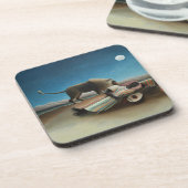 Henri Rousseau slaapt zigeuner leeuw schilderij Bier Onderzetter (Linkerzijde)