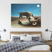 Henri Rousseau slaapt zigeuner leeuw schilderij Canvas Afdruk (Insitu (Slaapkamer))