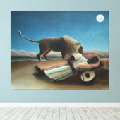Henri Rousseau slaapt zigeuner leeuw schilderij Canvas Afdruk (Insitu (Houten vloer))