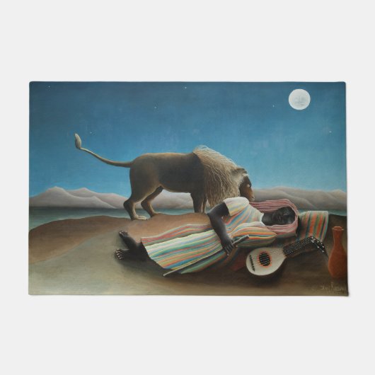 Henri Rousseau slaapt zigeuner leeuw schilderij Deurmat (Voorkant)