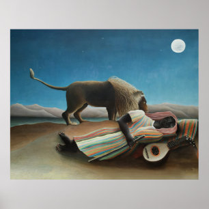 Henri Rousseau slaapt zigeuner leeuw schilderij Poster