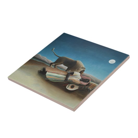 Henri Rousseau slaapt zigeuner leeuw schilderij Tegeltje (Zijkant)