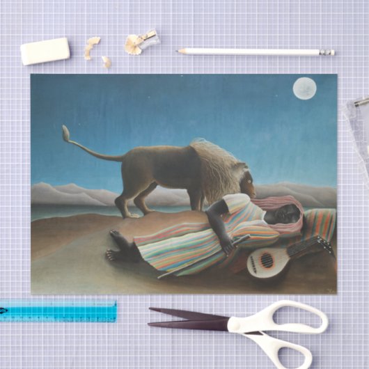 Henri Rousseau slaapt zigeuner leeuw schilderij Tissuepapier (Craft)