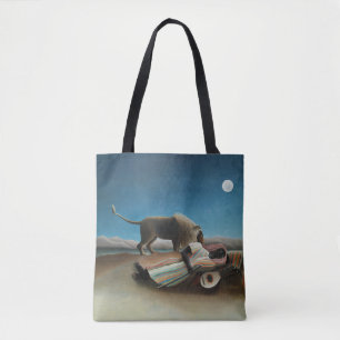Henri Rousseau slaapt zigeuner leeuw schilderij Tote Bag