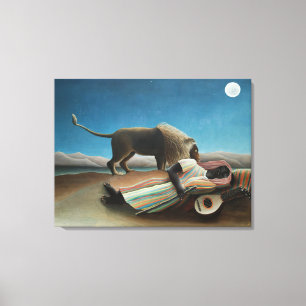 Henri Rousseau Slaapzige Zigeuner Leeuw Schilderij Canvas Afdruk