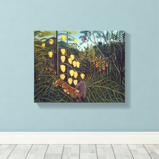 Henri Rousseau Struggle tussen Tiger en Bull Canvas Afdruk (Insitu (Houten vloer))