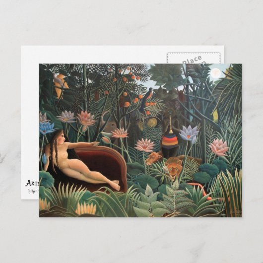 Henri Rousseau The Dream Oerwoud Flowers Surrealis Briefkaart (Voorkant / Achterkant)