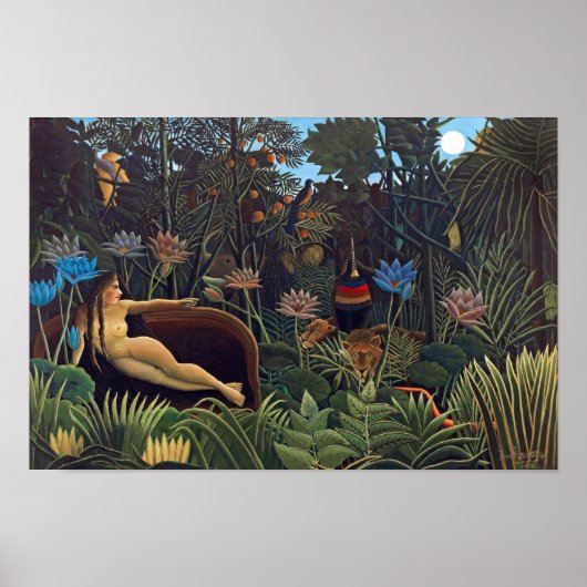 Henri Rousseau The Dream - Oerwoud Vrouw met Diere Poster (Voorkant)