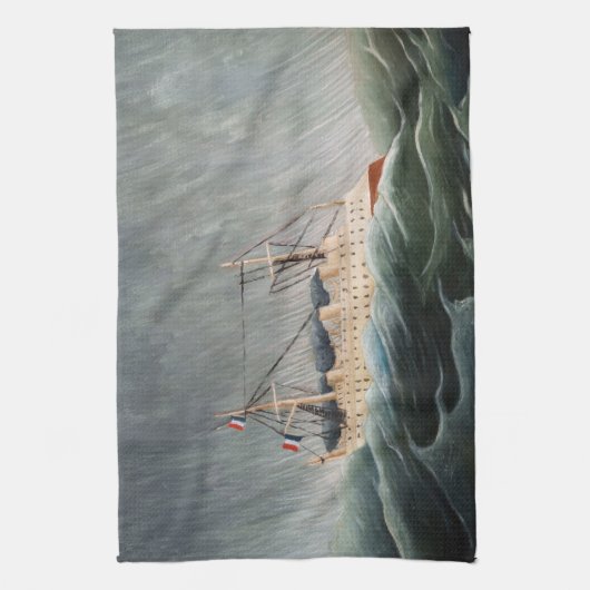 Henri Rousseau - The Ship in the Tempest Theedoek (Verticaal)