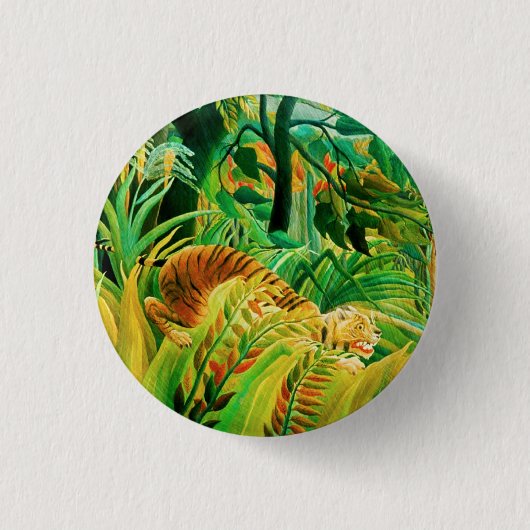 Henri Rousseau Tiger in een Button van het tropisc (Voorkant)
