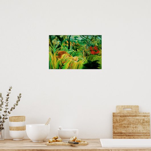 Henri Rousseau Tiger in een Poster van het tropisc (Keuken)