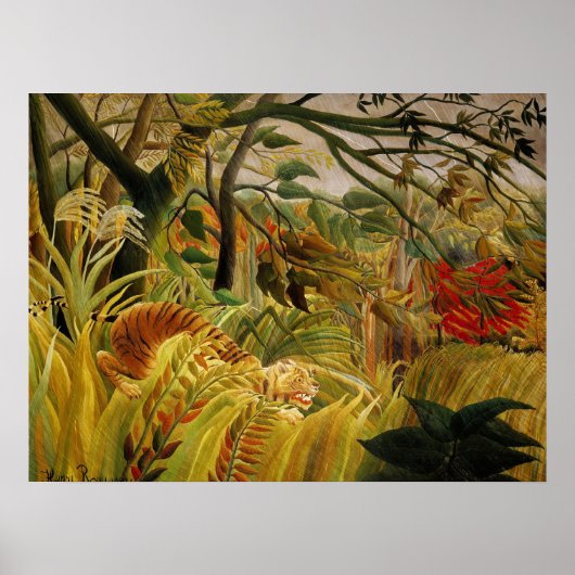 Henri Rousseau Tiger in Tropisch Storm Fine Art Poster (Voorkant)