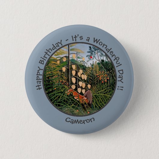 Henri Rousseau Tijger & Bull Party Items Collectie Ronde Button 5,7 Cm (Voorkant)