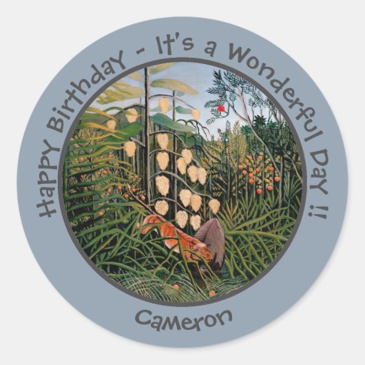 Henri Rousseau Tijger & Bull Party Items Collectie Ronde Sticker (Voorkant)