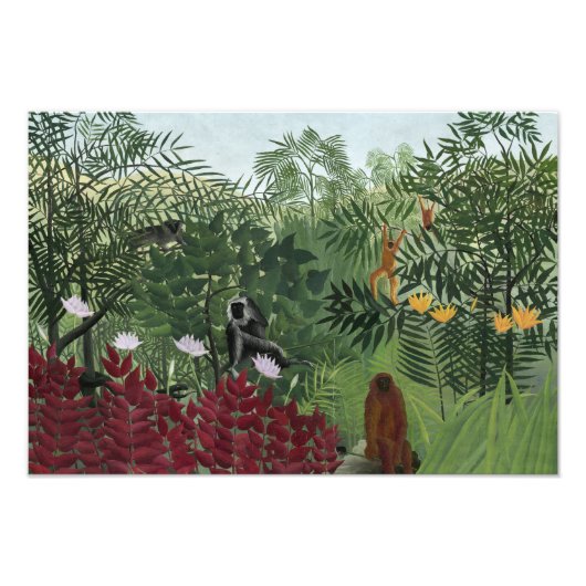 Henri Rousseau - Tropisch bos met apen Foto Afdruk (Voorkant)